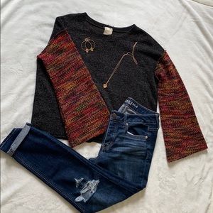 Blu Pepper color pop wide sleeve top
